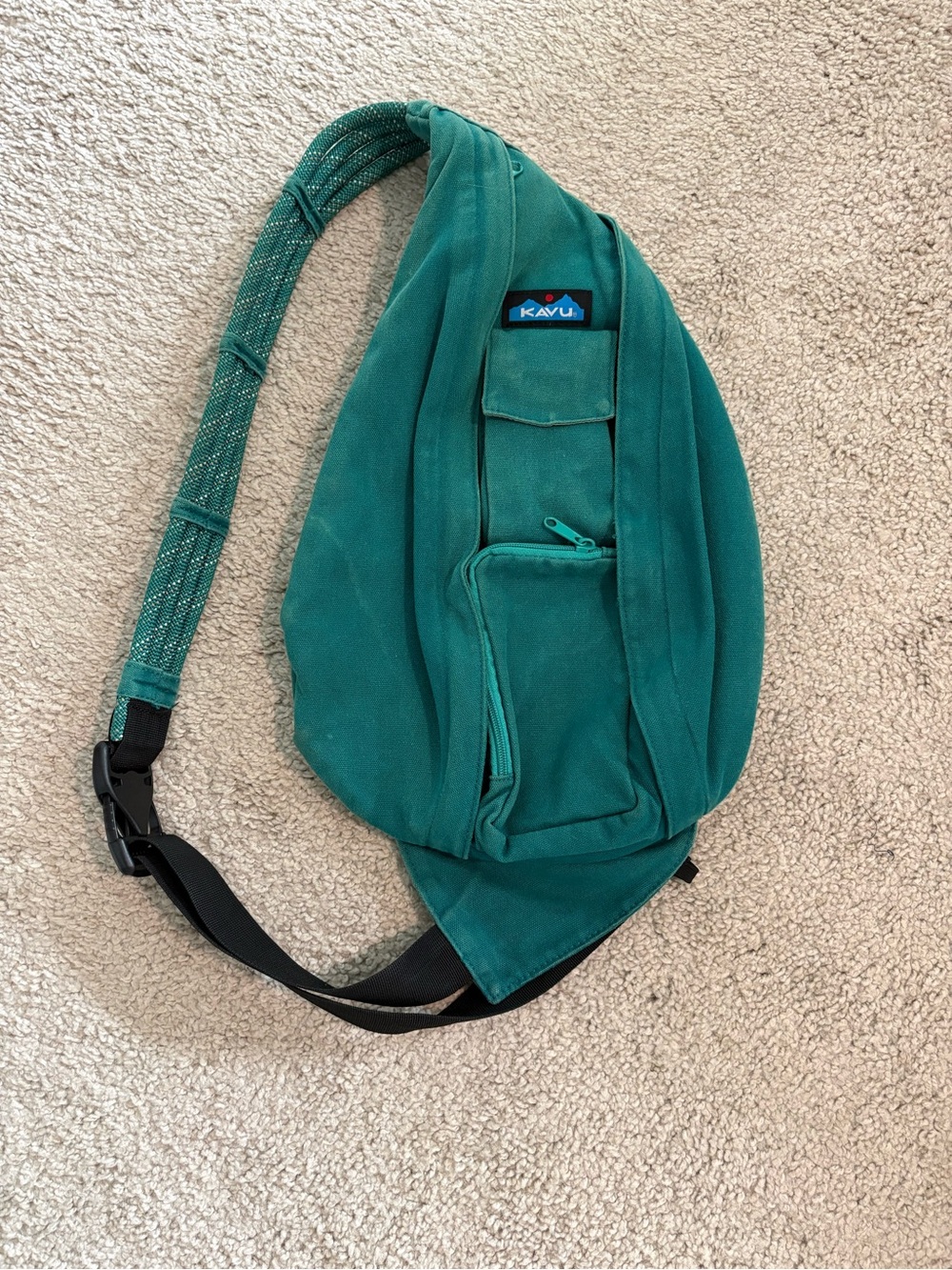 KAVU Rope Sling Backpack Teal Outdoor Hiking Gorpcore Fishing Camping Adventure